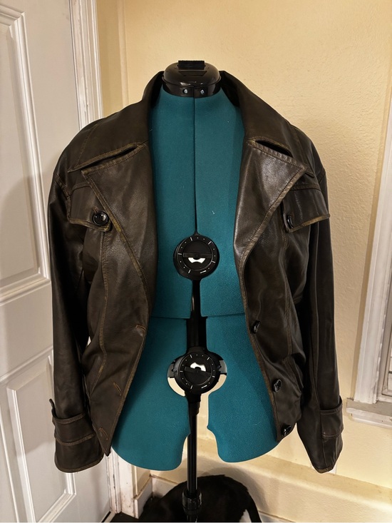 Princess Polly Jackets & Blazers - Princess Polly Dark Brown Leather Moto Jacket
